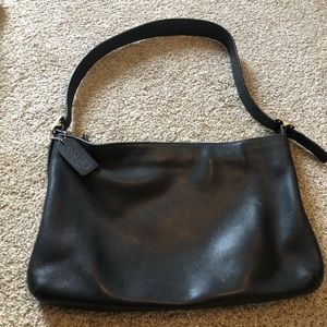 Black leather coach hand bag